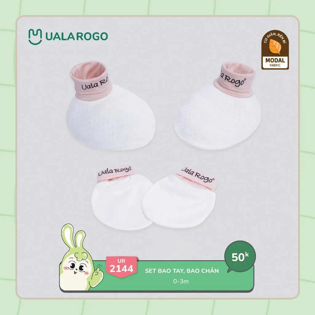 Ảnh Set bao tay chân mũ cho bé sơ sinh Ualarogo vải Bamboo thấm hút co giãn mềm mại 2144 2145 3