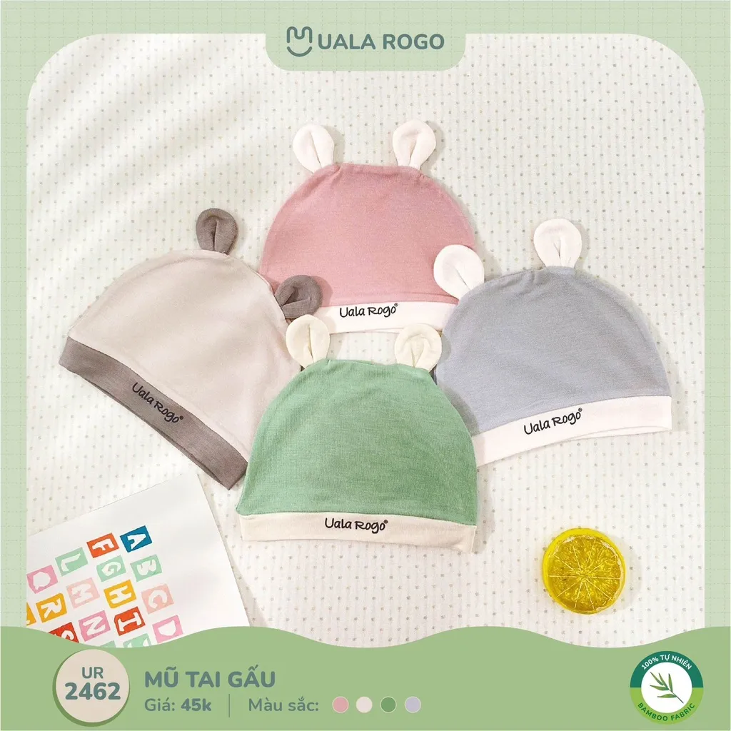 Ảnh Set bao tay chân mũ sơ sinh cho bé Ualarogo 0-6 tháng vải sợi tre thoáng mát thấm hút co giãn 2462 2