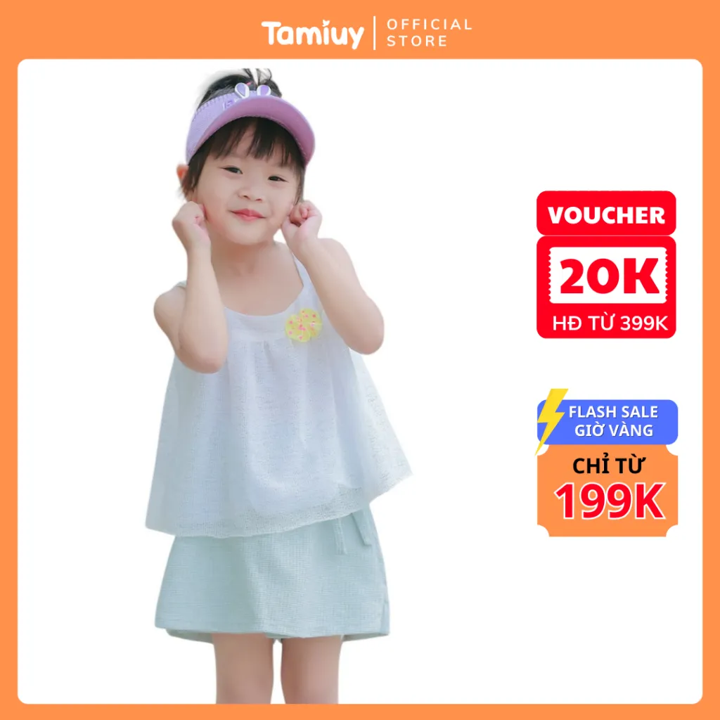 Ảnh Set Bộ Áo Croptop Phối Quần Váy Thun Năng Động Cho Bé Gái (1-10 Tuổi) 1