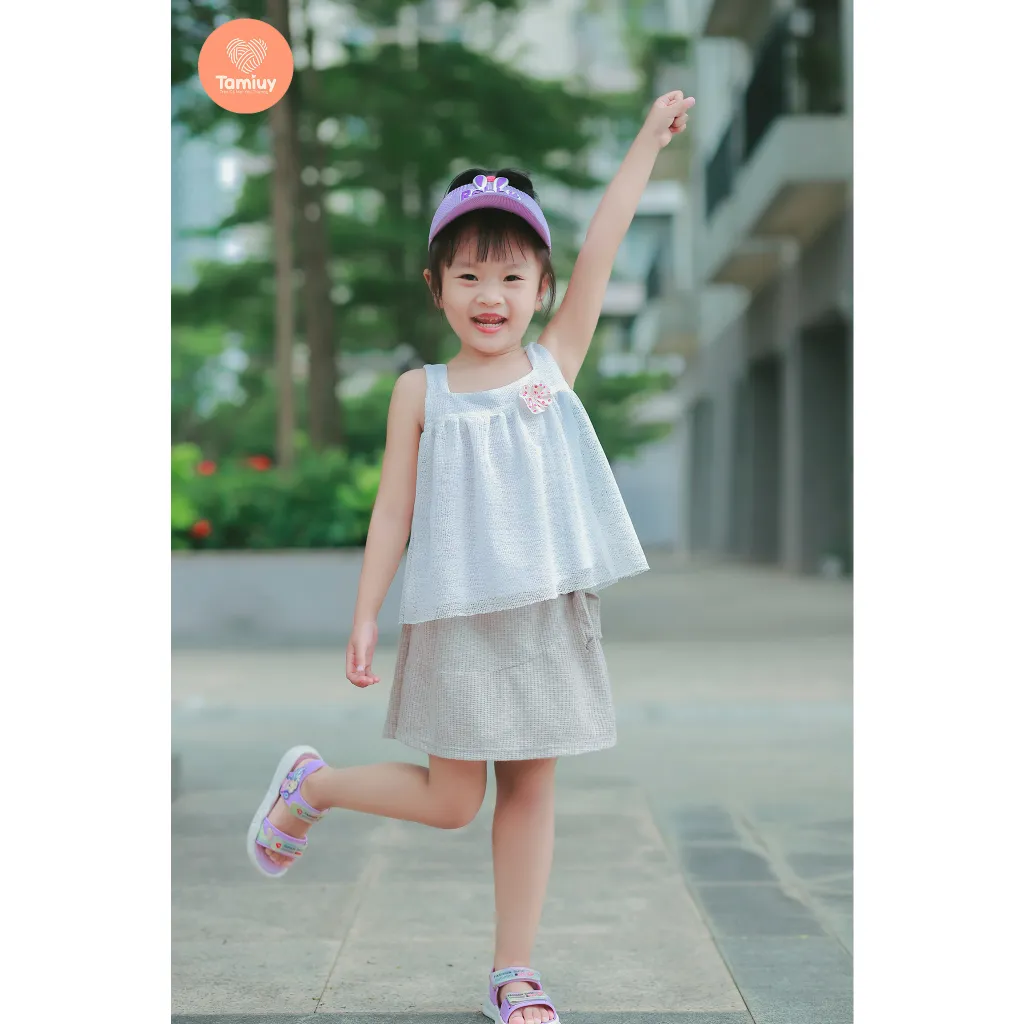 Ảnh Set Bộ Áo Croptop Phối Quần Váy Thun Năng Động Cho Bé Gái (1-10 Tuổi) 2