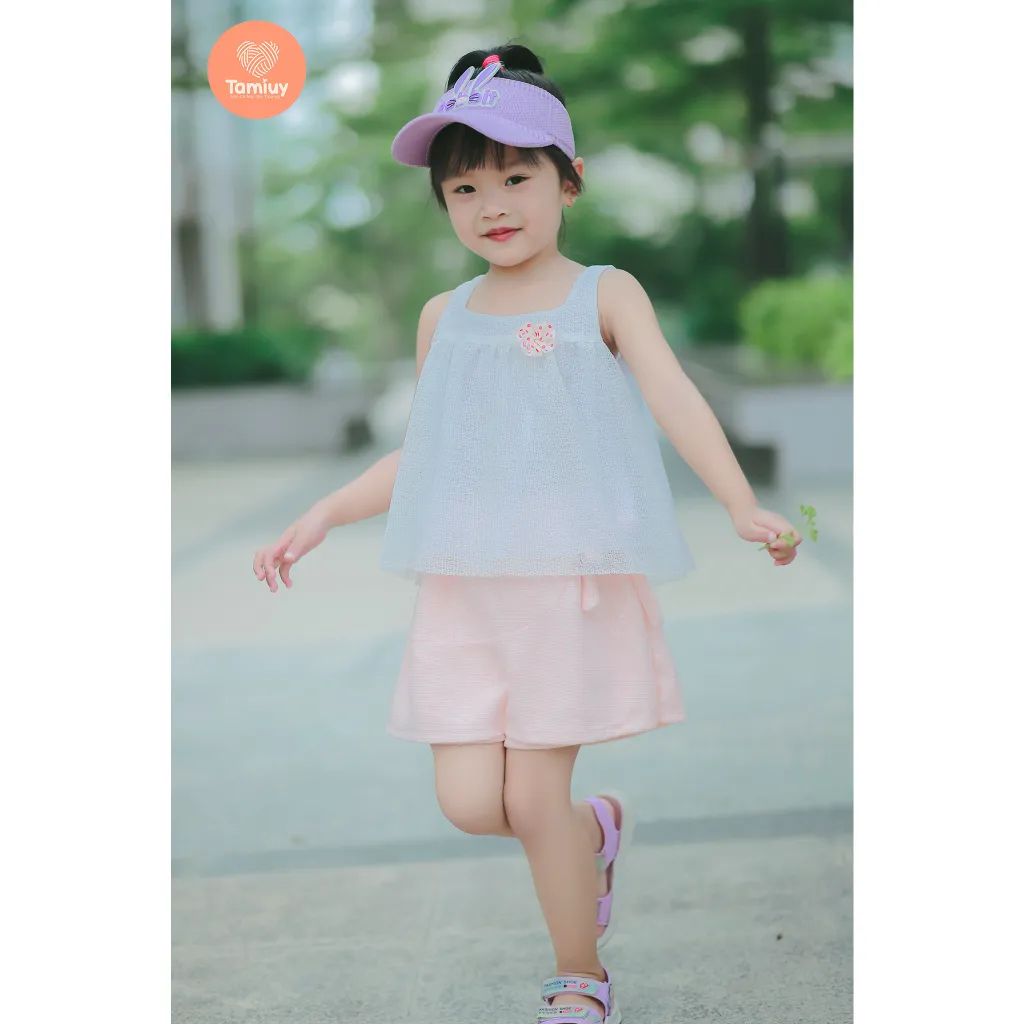 Ảnh Set Bộ Áo Croptop Phối Quần Váy Thun Năng Động Cho Bé Gái (1-10 Tuổi) 3