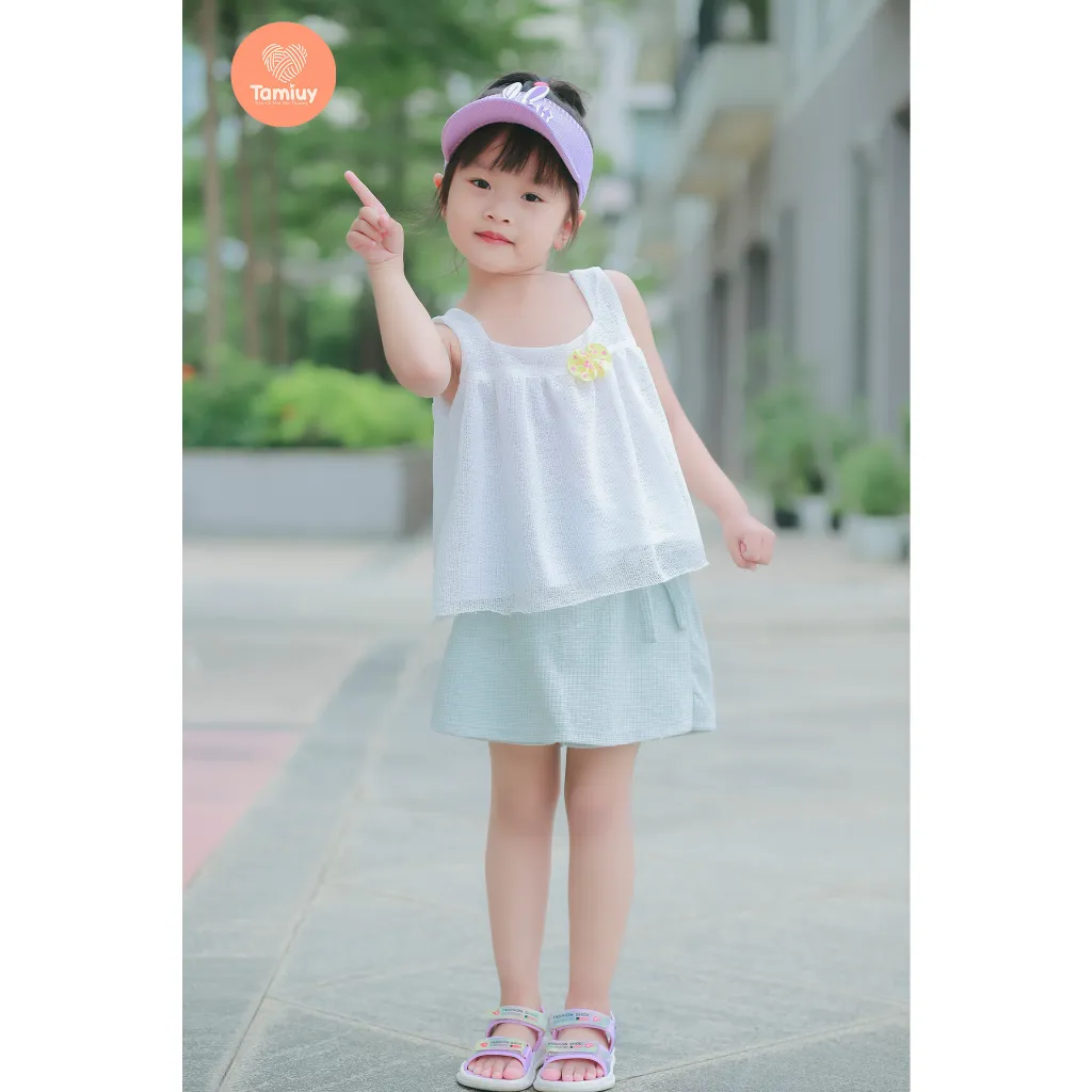 Ảnh Set Bộ Áo Croptop Phối Quần Váy Thun Năng Động Cho Bé Gái (1-10 Tuổi) 4