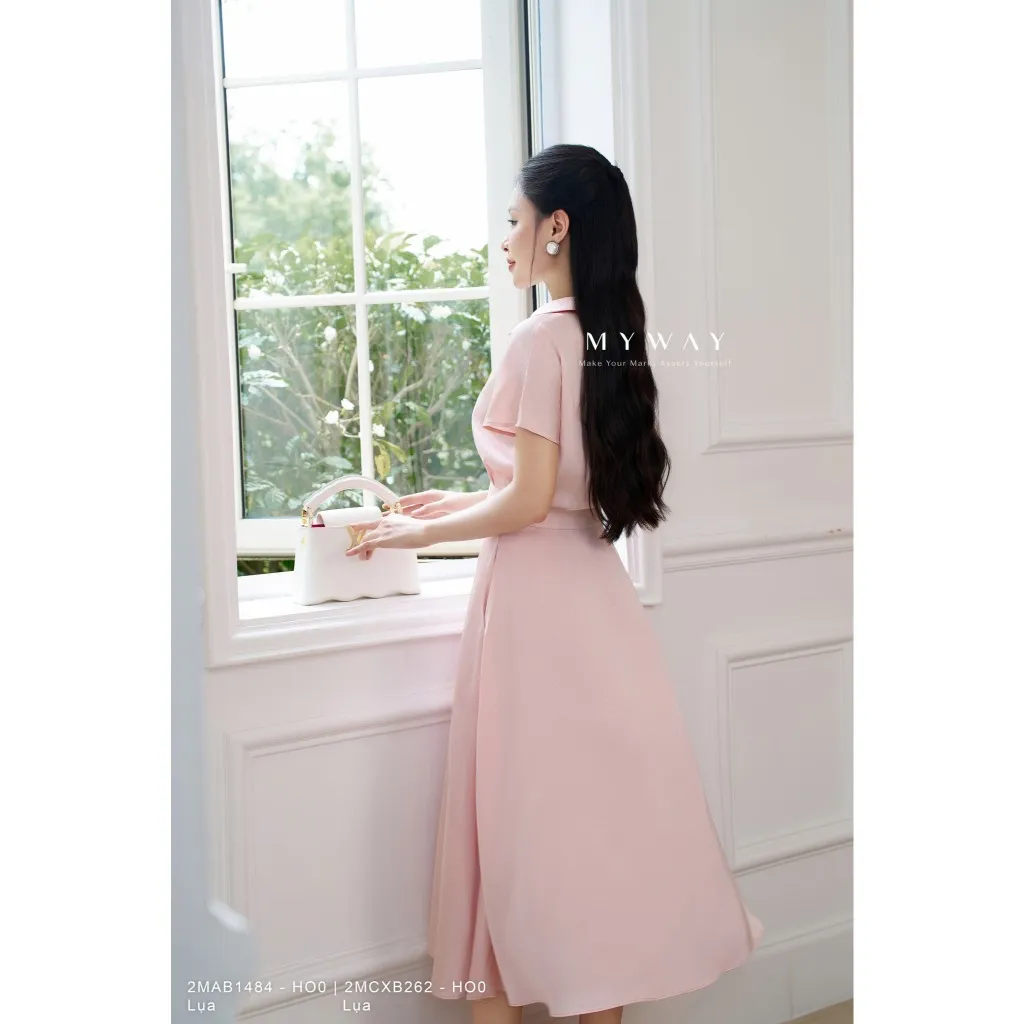 Ảnh Set Bộ Áo Kiểu Chân Váy Xòe MY WAY Cổ Vest Bo Eo Cao Cấp 2MAB1484 - 2MCXB262 - HO0 2