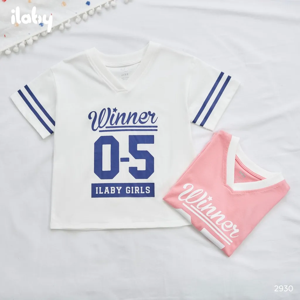 Ảnh Set bộ cho bé gái ILABY áo oversize và chân váy phong cách thể thao chất liệu cotton thoáng mát [2930 + 3231] 3