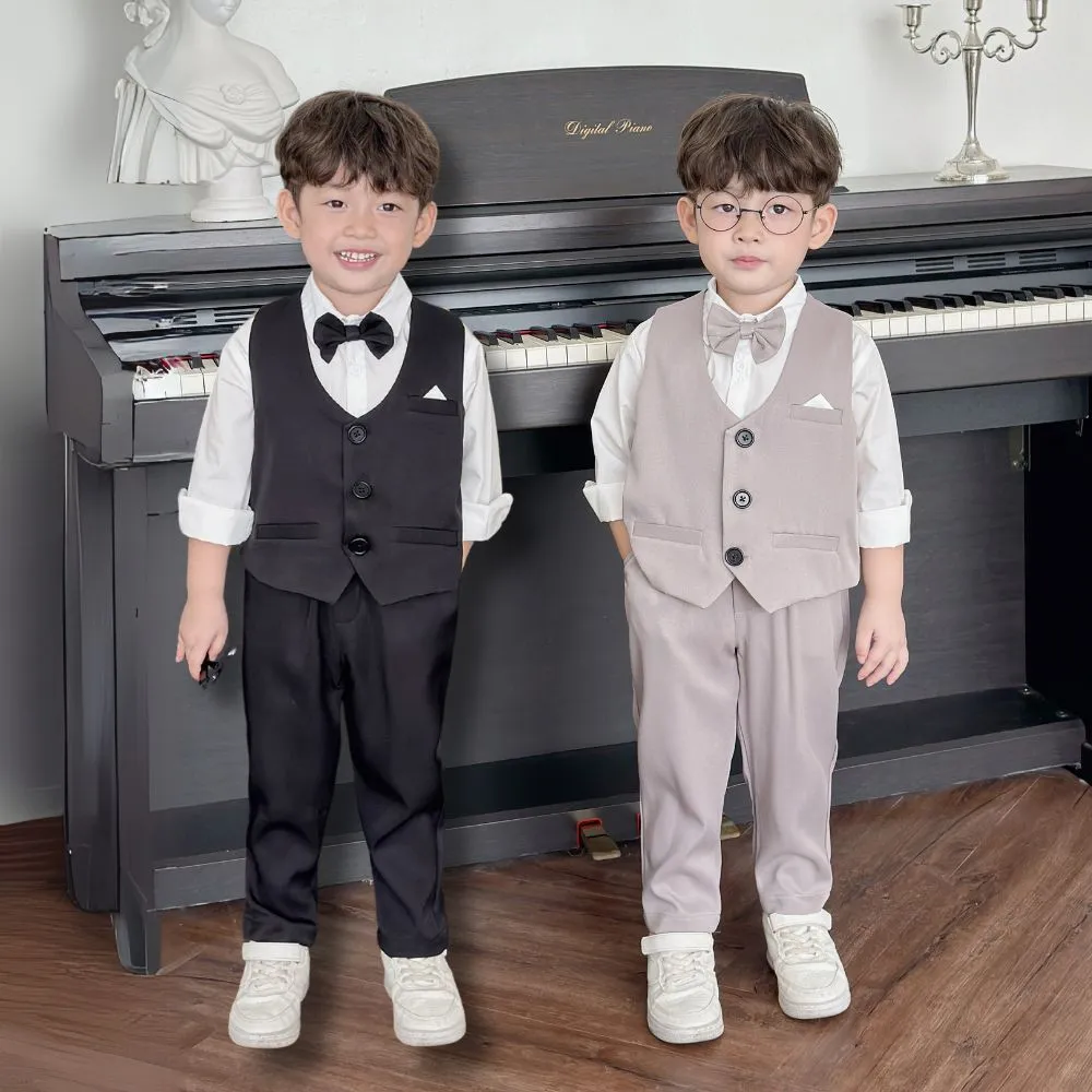 Ảnh Set Bộ Gile Bé Trai Fbaby Kèm Áo Sơ Mi, Nơ Chất Liệu Cao Cấp Công Tử Mặc Sự Kiện Dự Tiệc Đi Chơi Phong Cách Hàn Quốc 4