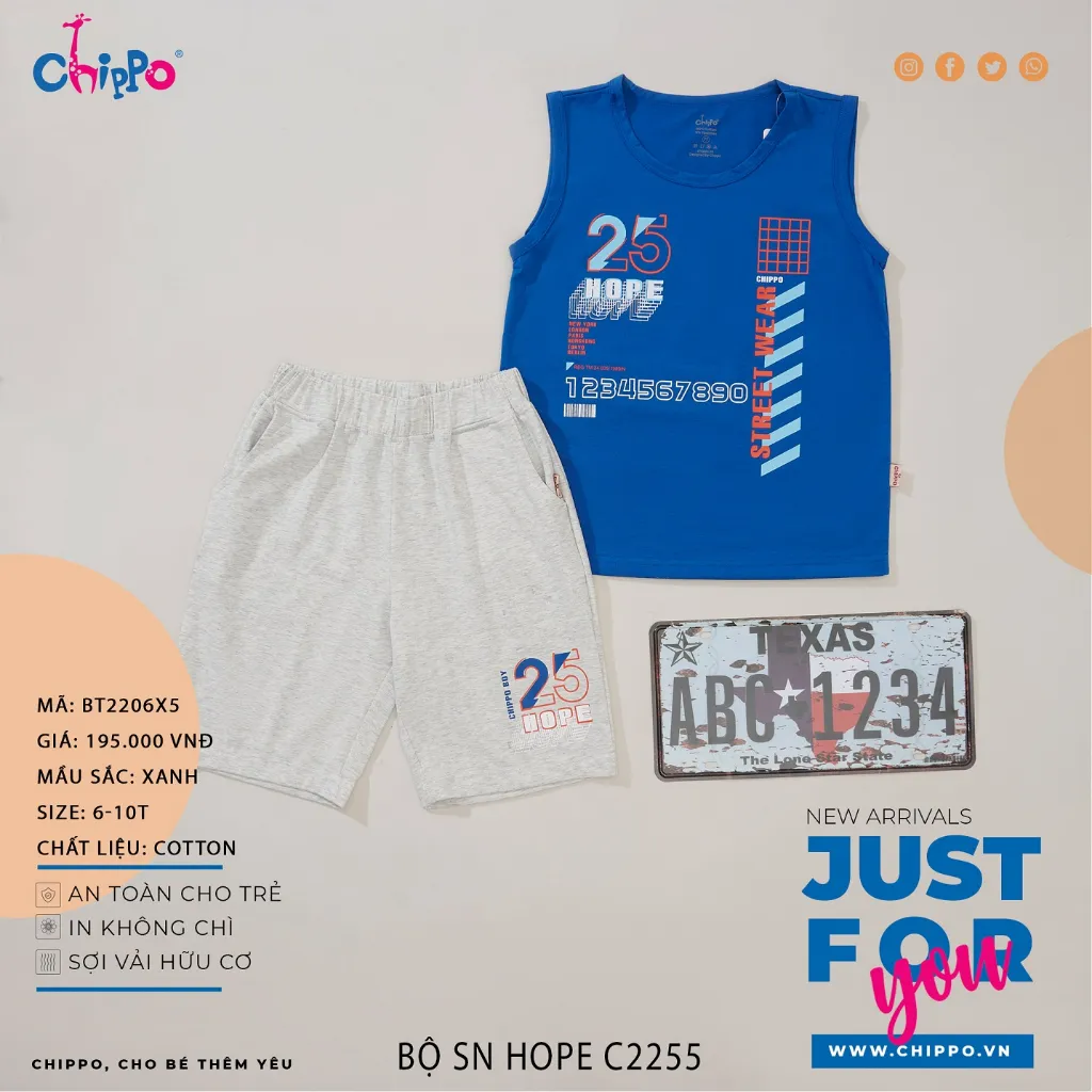 Ảnh Set bộ hè Ba Lỗ Chippo chất liệu 100% Cotton mặc ở nhà cho bé Trai từ 6 đến 10 Tuổi (22-33Kg) 2