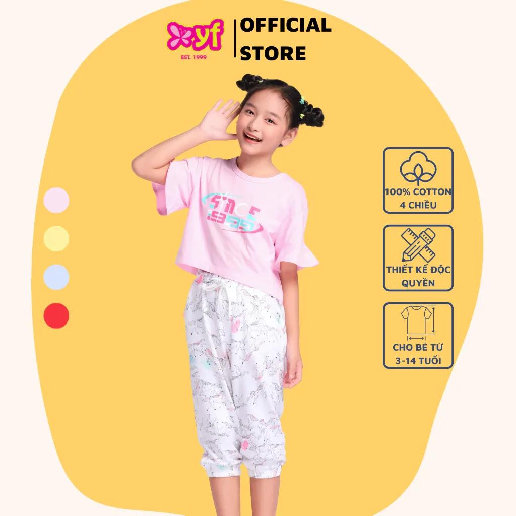 Ảnh Set bộ thun cho bé gái YF YAX034-3 - Màu quần ngẫu nhiên 1
