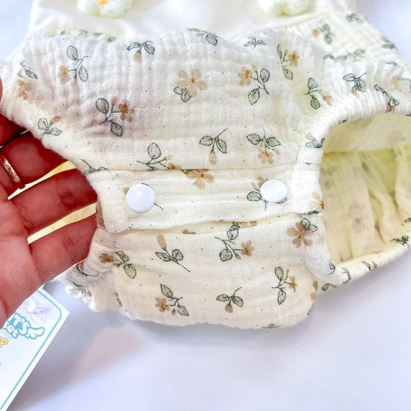 Ảnh Set Body 2 Dây Họa Tiết Hoa Màu Kem Kèm Nón Cho Bé Gái Sơ Sinh Đến 2 Tuổi MINTSCLOSET - BS6422 4
