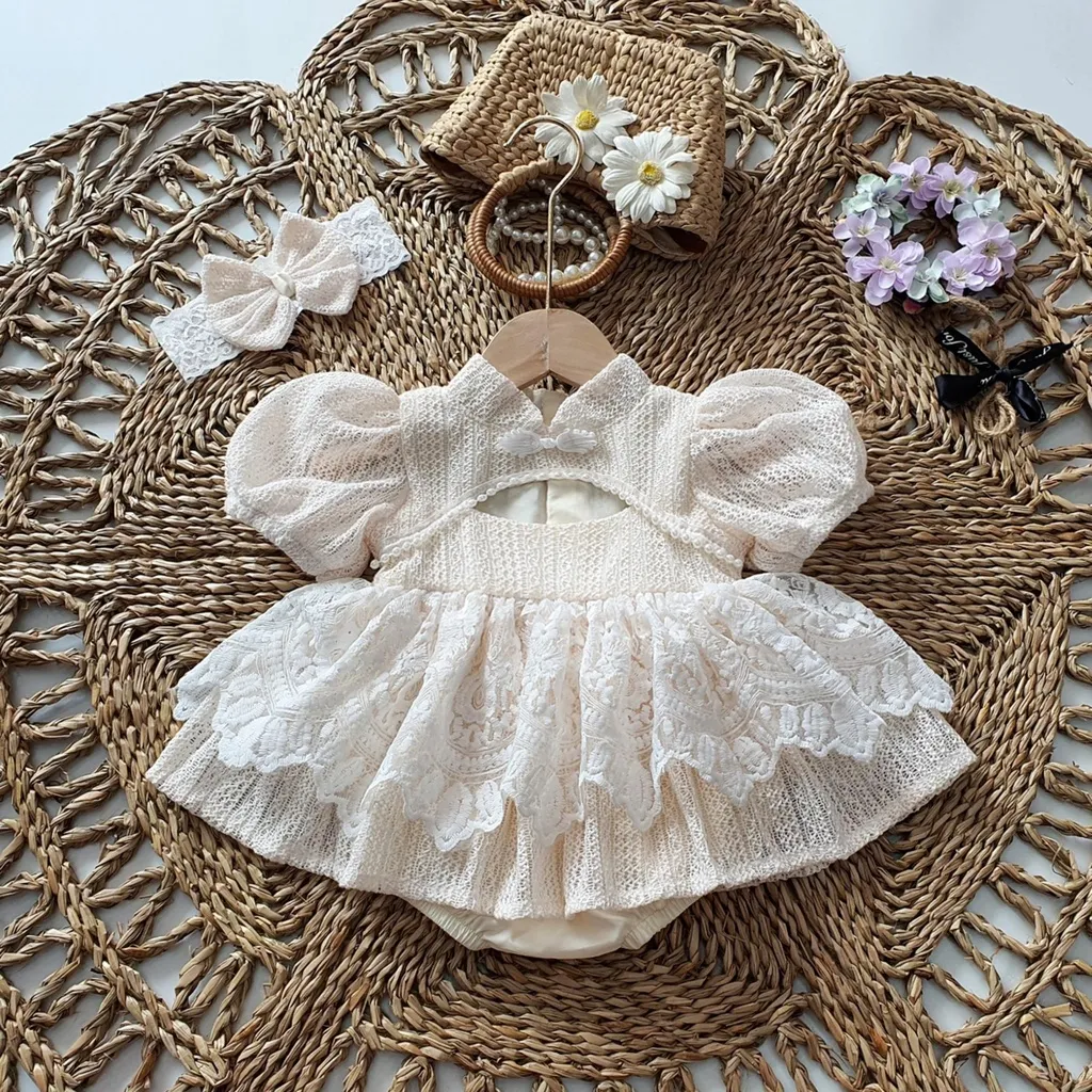 Ảnh Set body váy kèm turban MINTSCLOSET Mint's Closet tay phồng cổ tàu bé sơ sinh 1 2 tuổi - BV7137 2