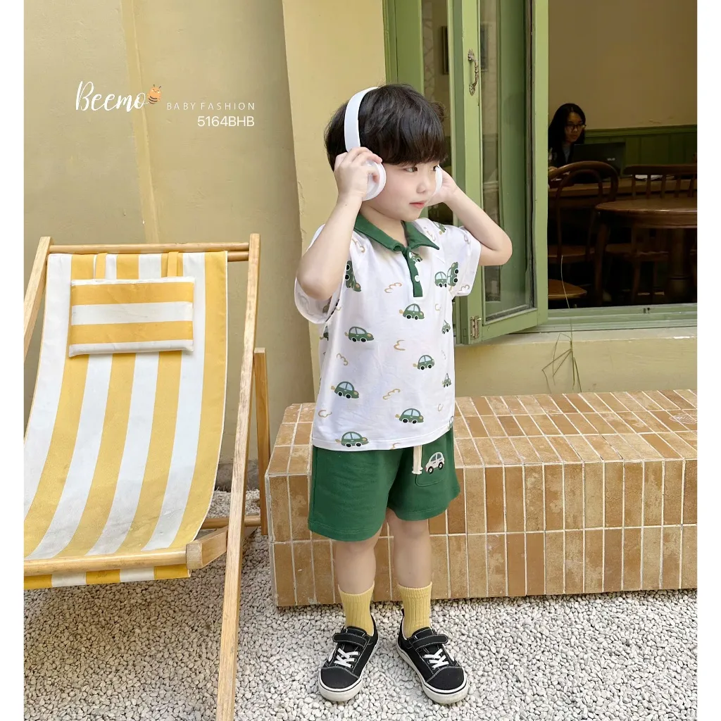 Ảnh Set cộc tay cổ polo in tràn ô tô Chất thun cotton mềm mát thấm hút tốt thoải mái cho bé B613 2