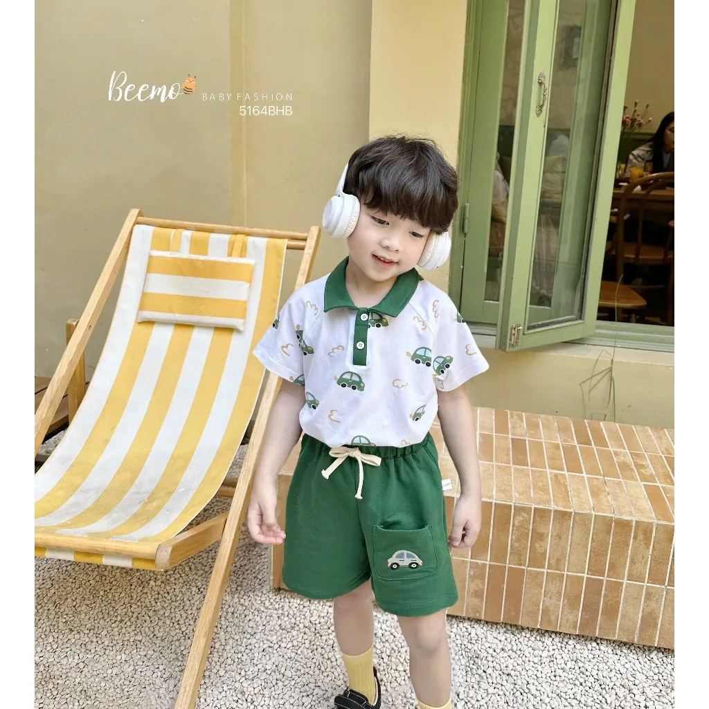 Ảnh Set cộc tay cổ polo in tràn ô tô Chất thun cotton mềm mát thấm hút tốt thoải mái cho bé B613 3