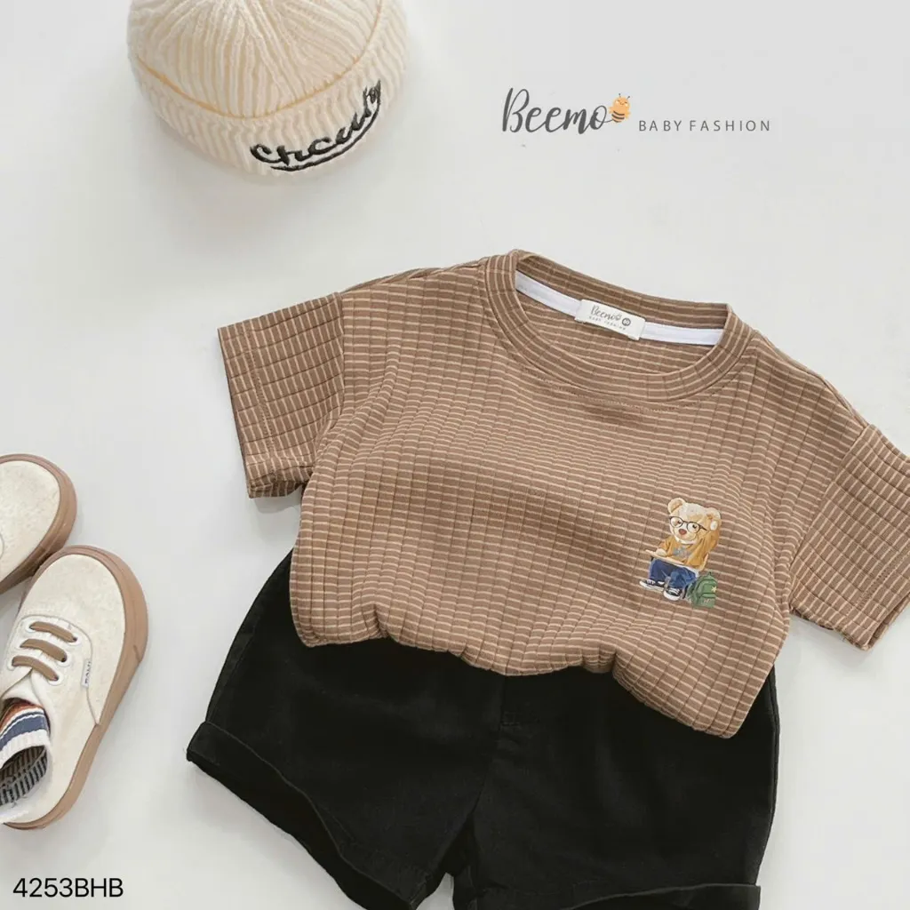 Ảnh Set cotton in hình gấu cho bé Beemo Chất liệu cotton tăm co giãn thoáng khí B609 3