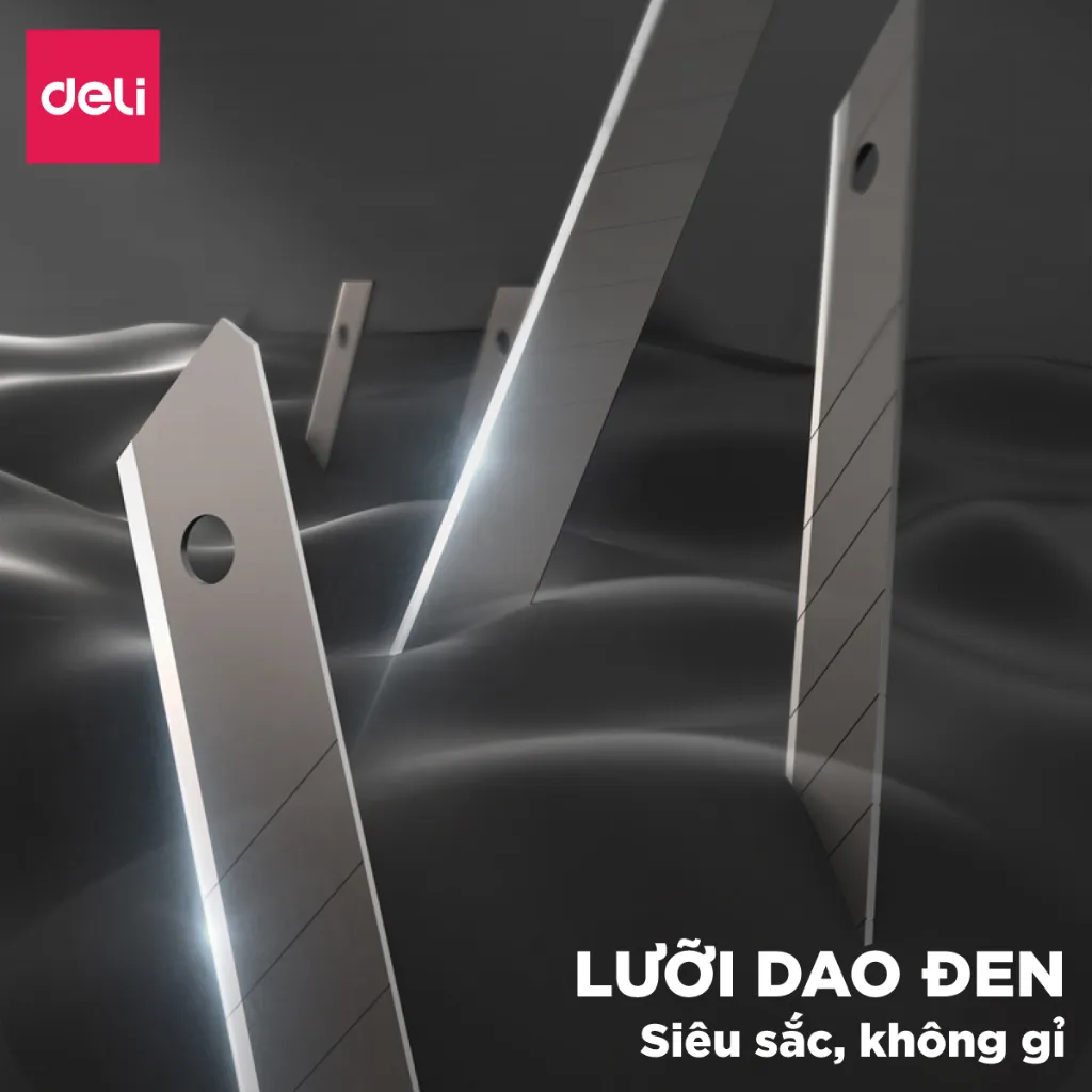 Ảnh Set Dao Rọc Giấy Deli Cao Cấp Lưỡi Thép Không Gỉ SK5, Bao Gồm Dao Rọc Mini Bỏ Túi Chất Liệu Kim Loại 1