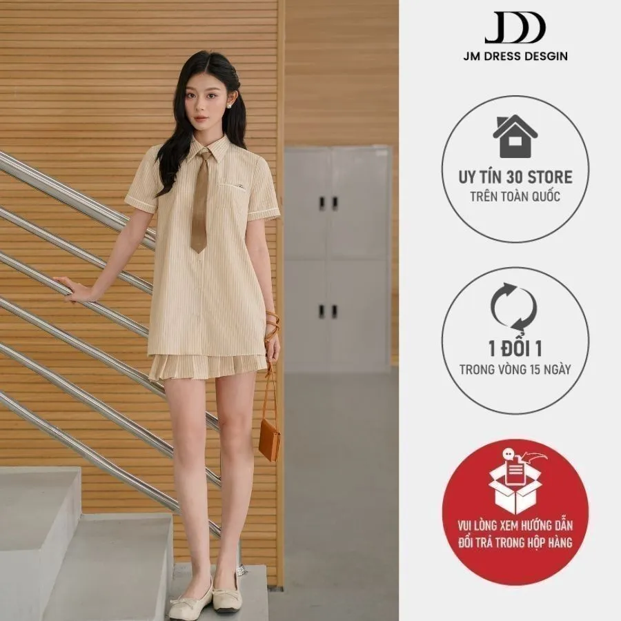 Review Set Sơ Mi Chân Váy Xếp Ly Poplin JM: Thanh Lịch & Trẻ Trung Chuẩn Công Sở
