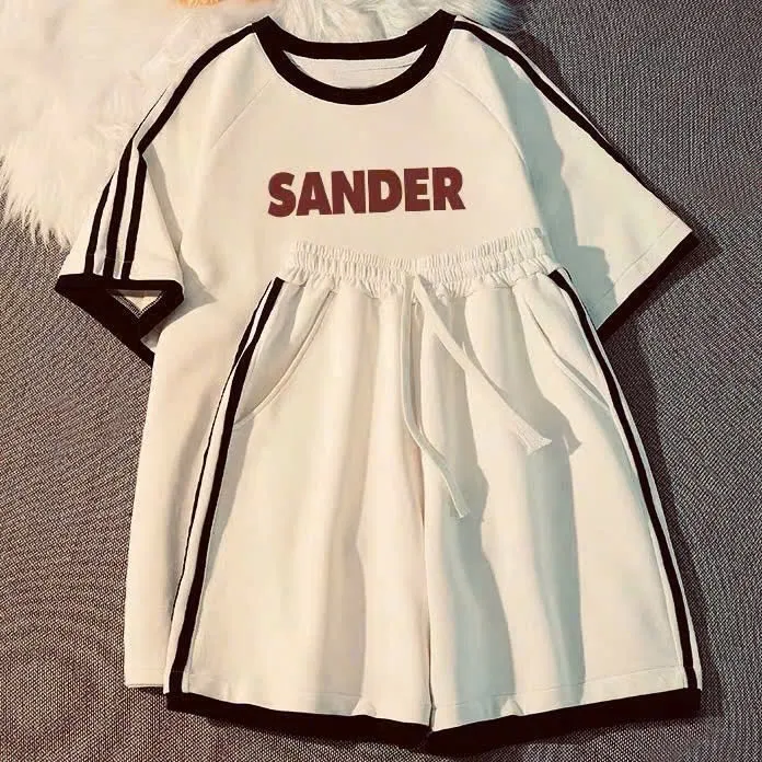 Ảnh Set đồ nữ SANDER NAD, bộ quần áo nữ mặc nhà cotton mì nỉ form rộng thoáng mát bộ thể thao nữ mùa hè tay lỡ 1