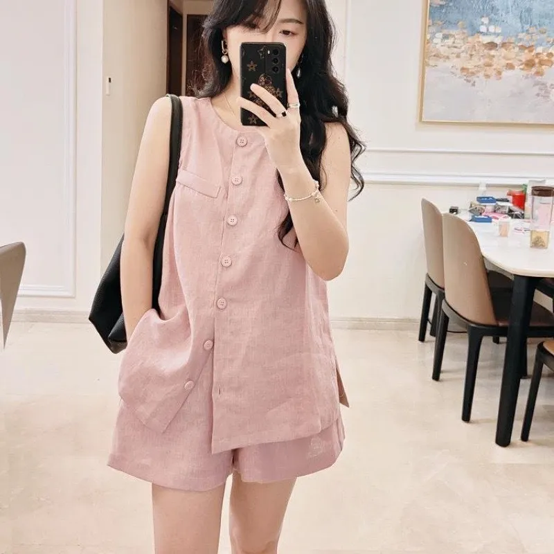 Ảnh Set đồ nữ sát nách mã 280 – Gồm áo sát nách + quần short, form basic nhẹ mát 1
