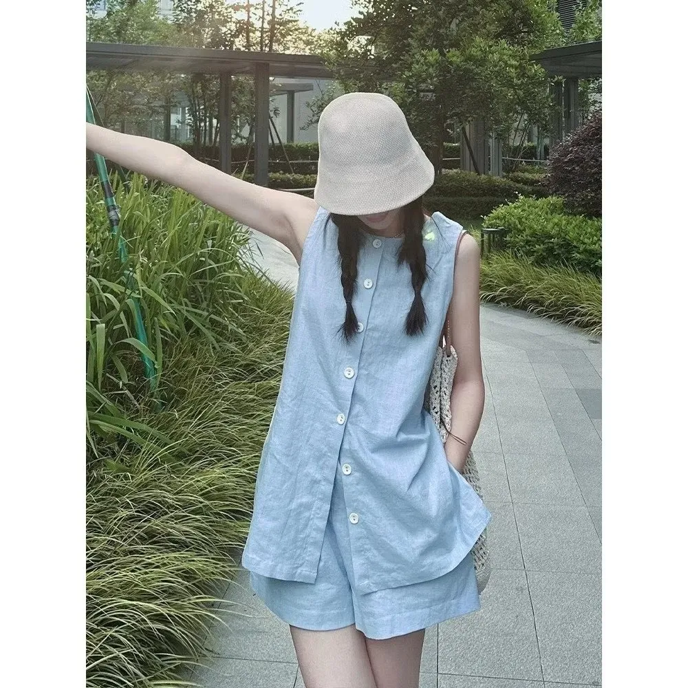 Ảnh Set đồ nữ sát nách mã 280 – Gồm áo sát nách + quần short, form basic nhẹ mát 2