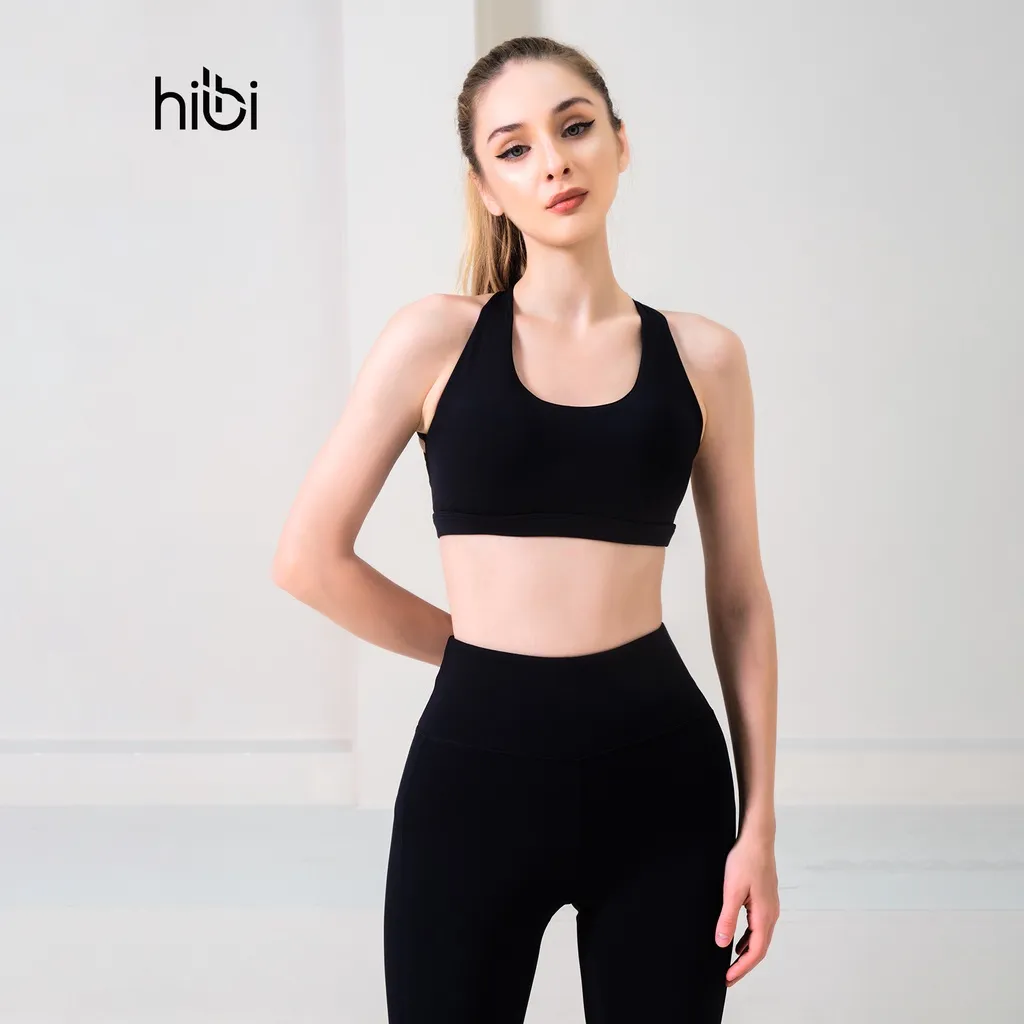 Ảnh Set đồ tập yoga cho nữ Hibi Sports H101, áo bra thể thao 8 dây, quần lưng cao, kèm mút ngực 1