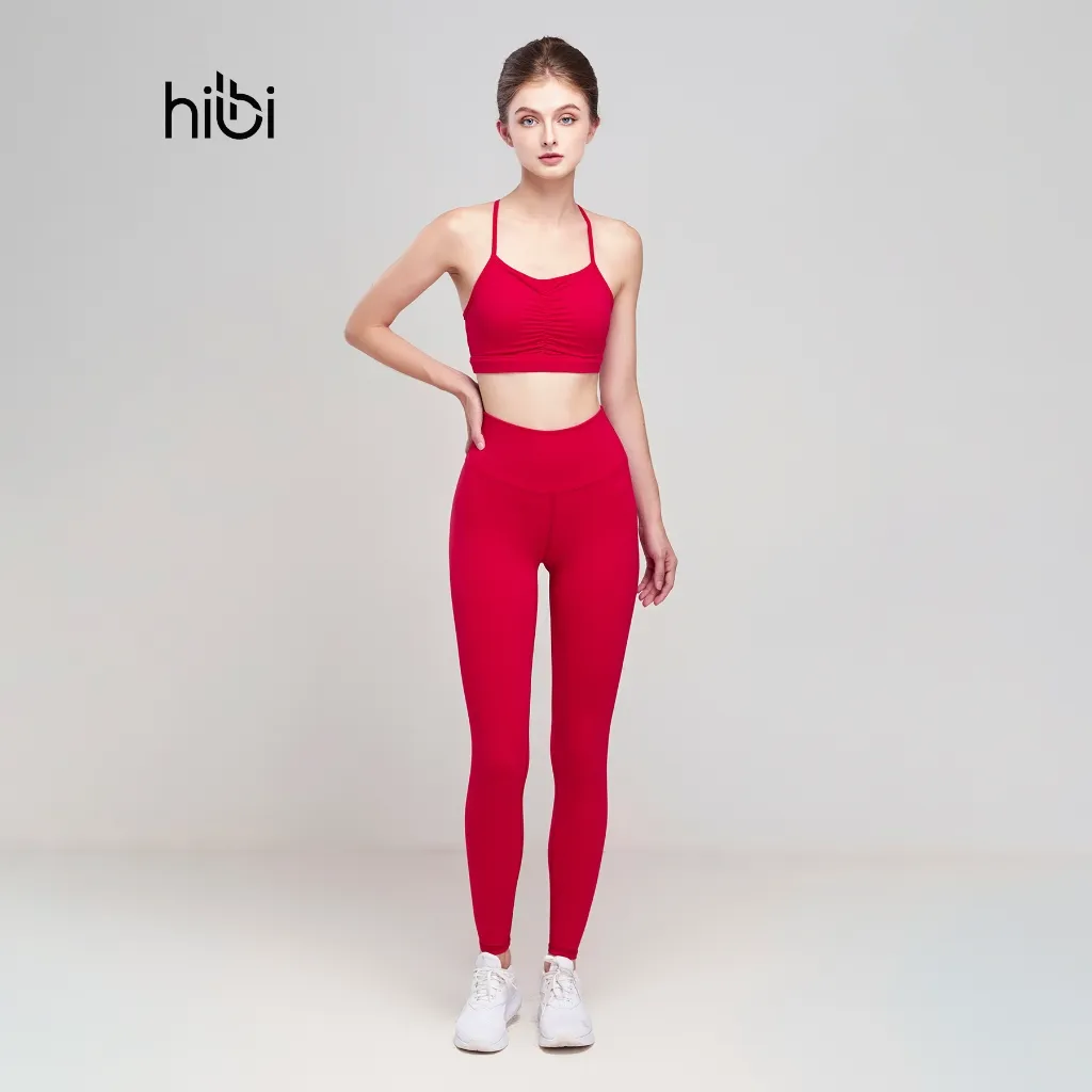 Ảnh Set Đồ Tập Yoga Gym Hibi Sports H160 Kiểu Áo 2 Dây Nhún Giữa, Kèm Mút Ngực 2