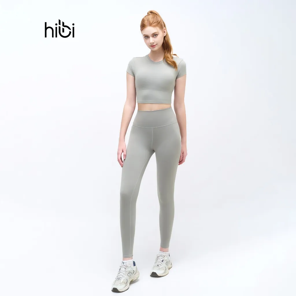 Ảnh Set Đồ Tập Yoga Gym Hibi Sports H147 Áo Croptop Có Tay Kèm Mút Ngực, Vải Hi Fabric 2