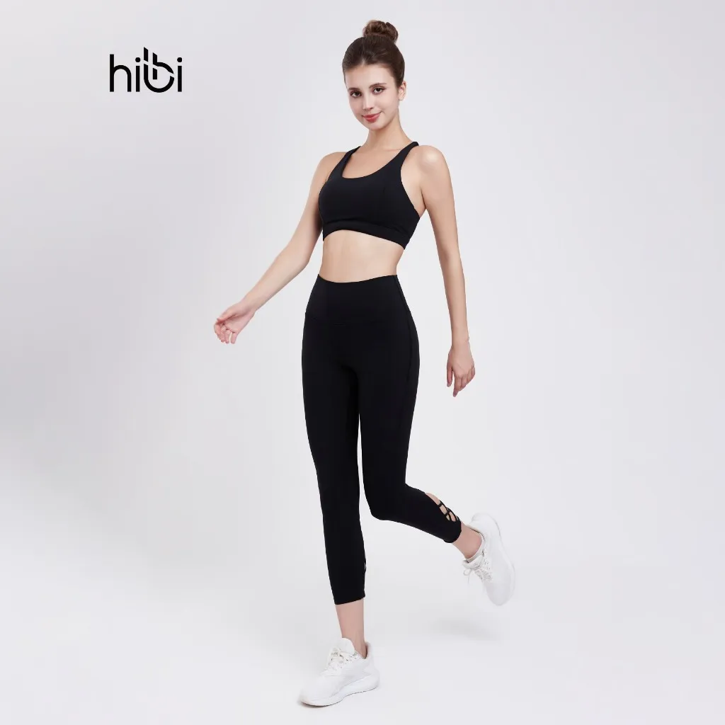 Ảnh Set Đồ Tập Yoga Gym Hibi Sports H170 Kiểu Quần Lửng Đan Dây Lưng Cao, Áo Kèm Mút Ngực 4