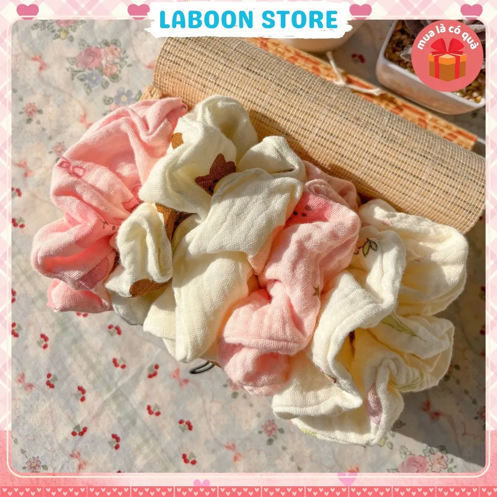 Ảnh Set hộp quà dây buộc tóc scrunchies LABOON hộp 5 và 10 dây cột tóc mix màu siêu xinh tặng bạn gái 3