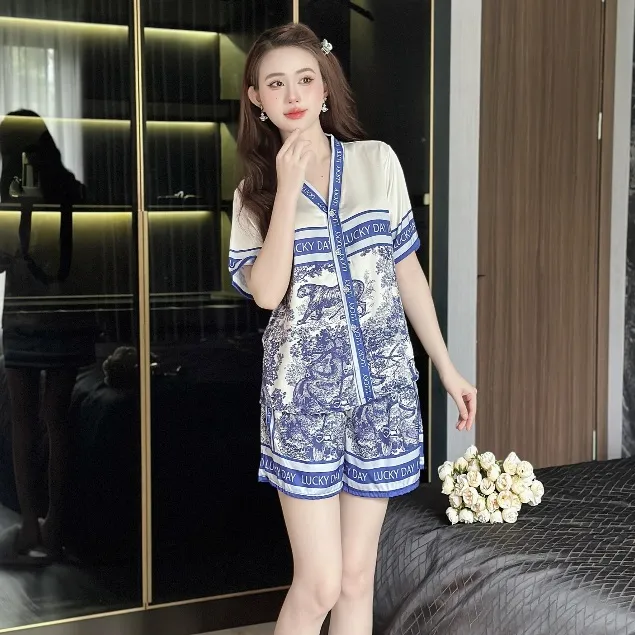 Ảnh Set ngủ nữ pijama mặc nhà set bộ đồ ngủ pyjama Hisexy Lụa Latin cộc tay quần đùi P10 4