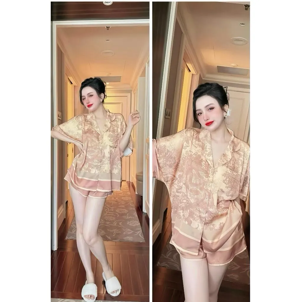 Ảnh Set Ngủ Pijama Bộ Ngủ  Form Cánh Dơi Lụa Latin Có Túi Áo Cao Cấp P15 3