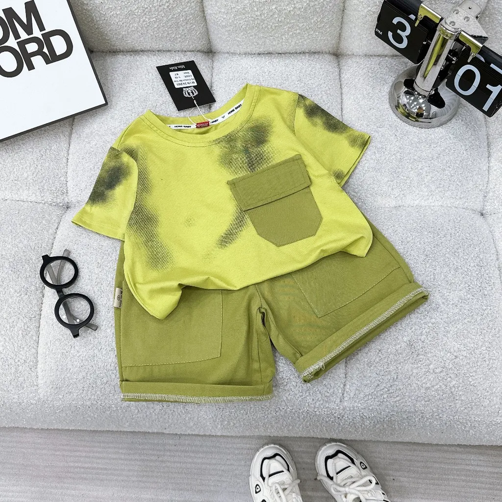 Ảnh Sét đồ cộc bé trai mùa hè,chất cotton vải chính phẩm thoáng mát,thấm hút mồ hôi,hàng qc đủ size cho bé Babimama B03 1
