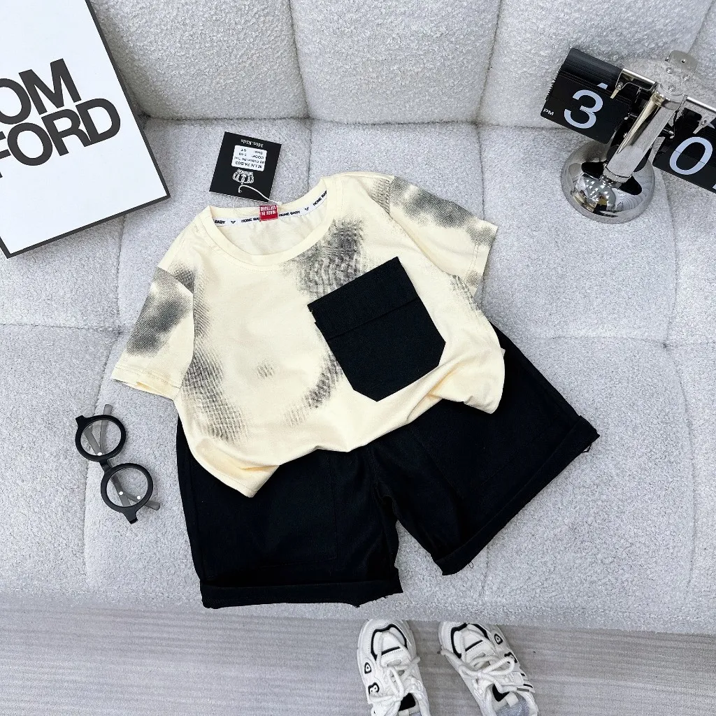 Ảnh Sét đồ cộc bé trai mùa hè,chất cotton vải chính phẩm thoáng mát,thấm hút mồ hôi,hàng qc đủ size cho bé Babimama B03 2