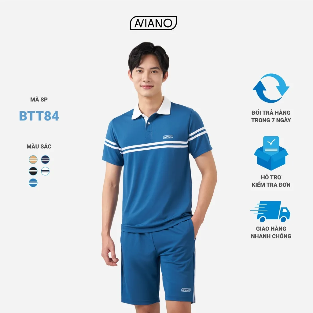 Ảnh Set Đồ Nam AVIANO Polo Cộc Tay, Bộ Quần Áo Nam Mùa Hè Chất  Liệu Poly Coolmax Thoáng Khí 2