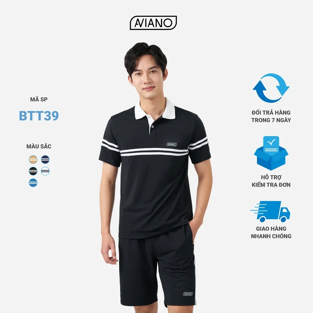 Ảnh Set Đồ Nam AVIANO Polo Cộc Tay, Bộ Quần Áo Nam Mùa Hè Chất  Liệu Poly Coolmax Thoáng Khí 3