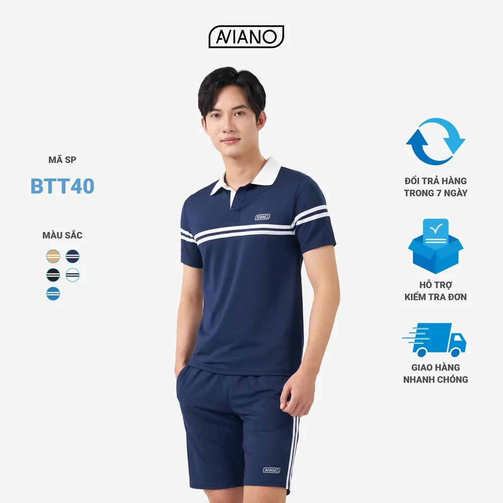 Ảnh Set Đồ Nam AVIANO Polo Cộc Tay, Bộ Quần Áo Nam Mùa Hè Chất  Liệu Poly Coolmax Thoáng Khí 4