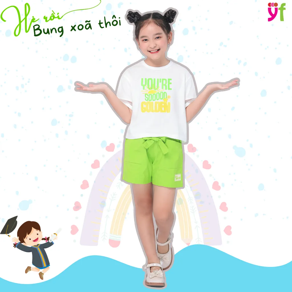 Ảnh Set Đồ Thun Mặc Hè Dễ Thương Cho Bé Gái Từ 16-55 KG Từ 4 -10,12,15 tuổi Vải Cotton Mềm YF - KAX004-3 1