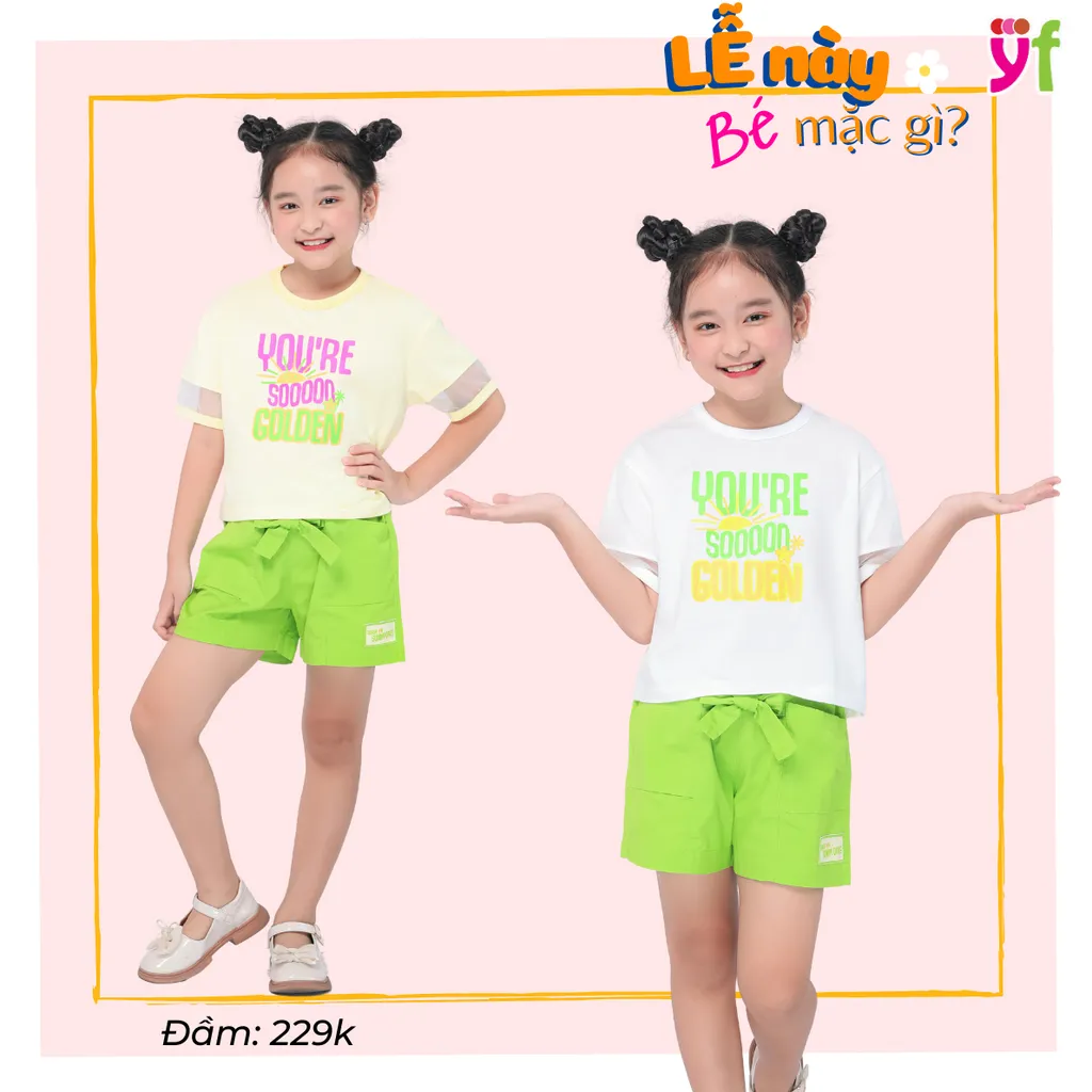 Ảnh Set Đồ Thun Mặc Hè Dễ Thương Cho Bé Gái Từ 16-55 KG Từ 4 -10,12,15 tuổi Vải Cotton Mềm YF - KAX004-3 2