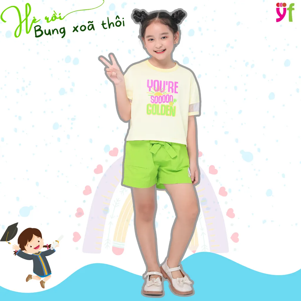 Ảnh Set Đồ Thun Mặc Hè Dễ Thương Cho Bé Gái Từ 16-55 KG Từ 4 -10,12,15 tuổi Vải Cotton Mềm YF - KAX004-3 3