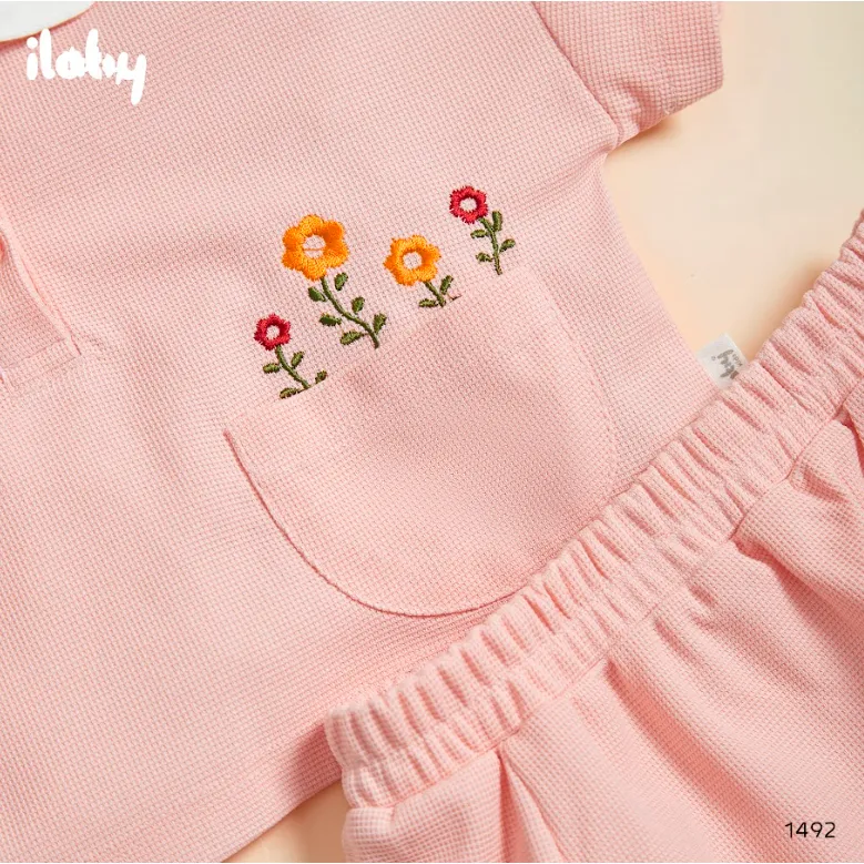 Ảnh Set Polo bé gái ILABY áo crotop phối cổ kèm chân váy xẻ có lót chất liệu Waffle co dãn thấm hút mồ hôi [1492] 4