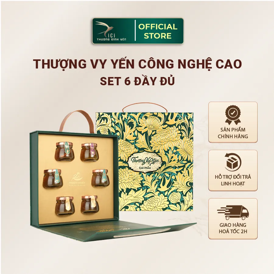 Set Quà 6 Hũ Yến Sào CiCi Thượng Đỉnh Yến Cao Cấp | Quà Sức Khỏe Ý Nghĩa