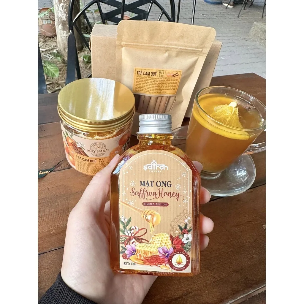 Ảnh Set quà 8/3 Saffron ngâm mật ong 130gr, trà cam quế thương hiệu Saffron Việt Nam 4
