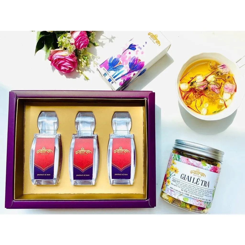 Ảnh Set quà Nhụy hoa nghệ tây SALAM 3Gr tặng 1gr Saffron và Giai Lệ trà 2