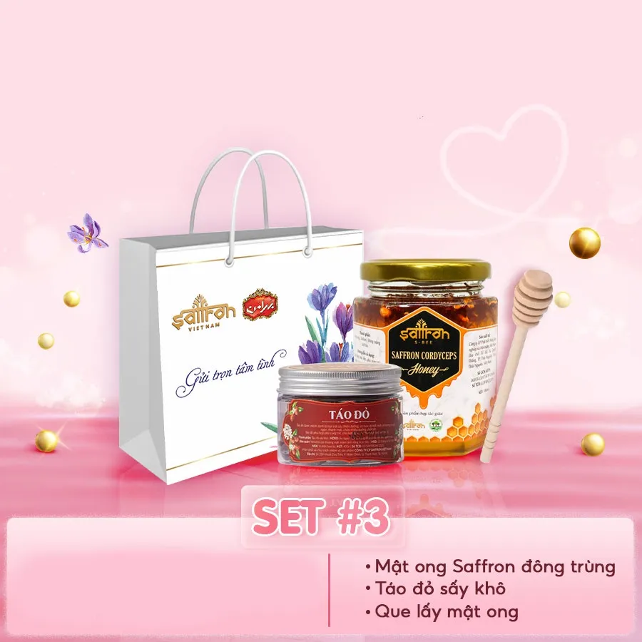 Ảnh Set quà tặng mật ong ngâm saffron Đông trùng hạ thảo Saffron Việt Nam 1