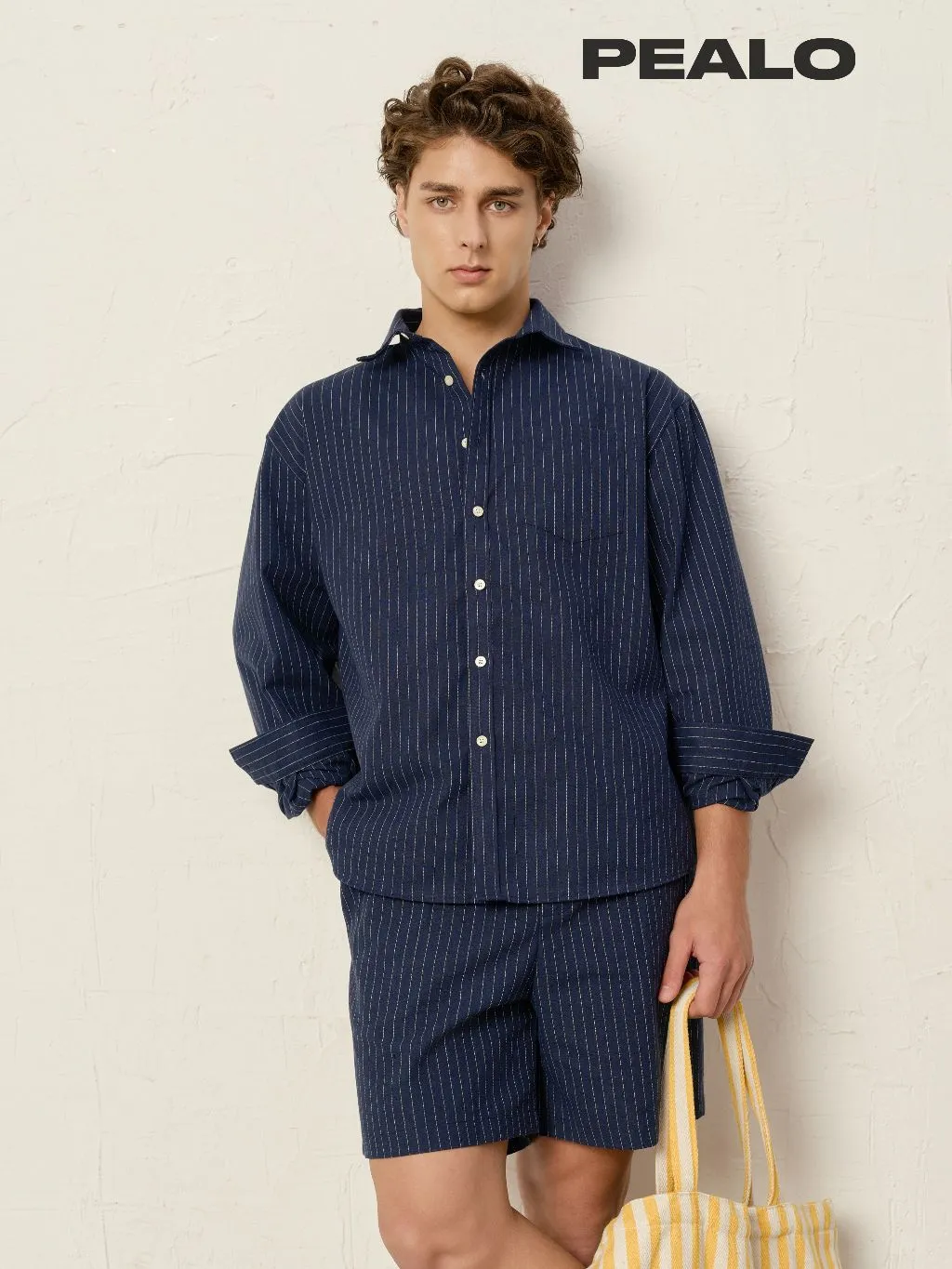 Ảnh Set sơ mi linen kẻ sọc PEALO thoáng mát giảm nhăn mềm mại và thấm hút tốt 1