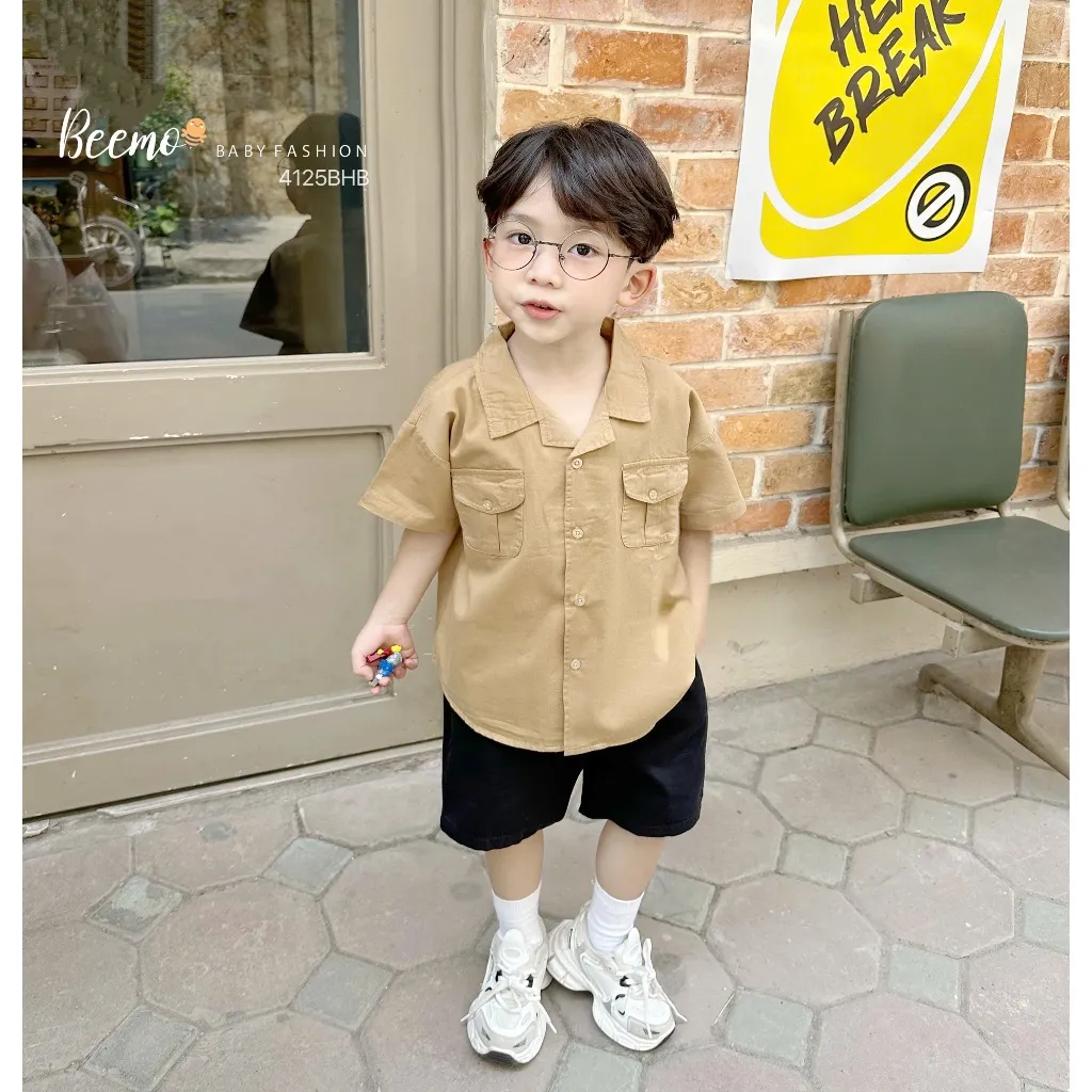 Ảnh Set sơ mi phối túi ngực Chất liệu thô hàn cao cấp kết hợp kaki thoáng khí B611 1