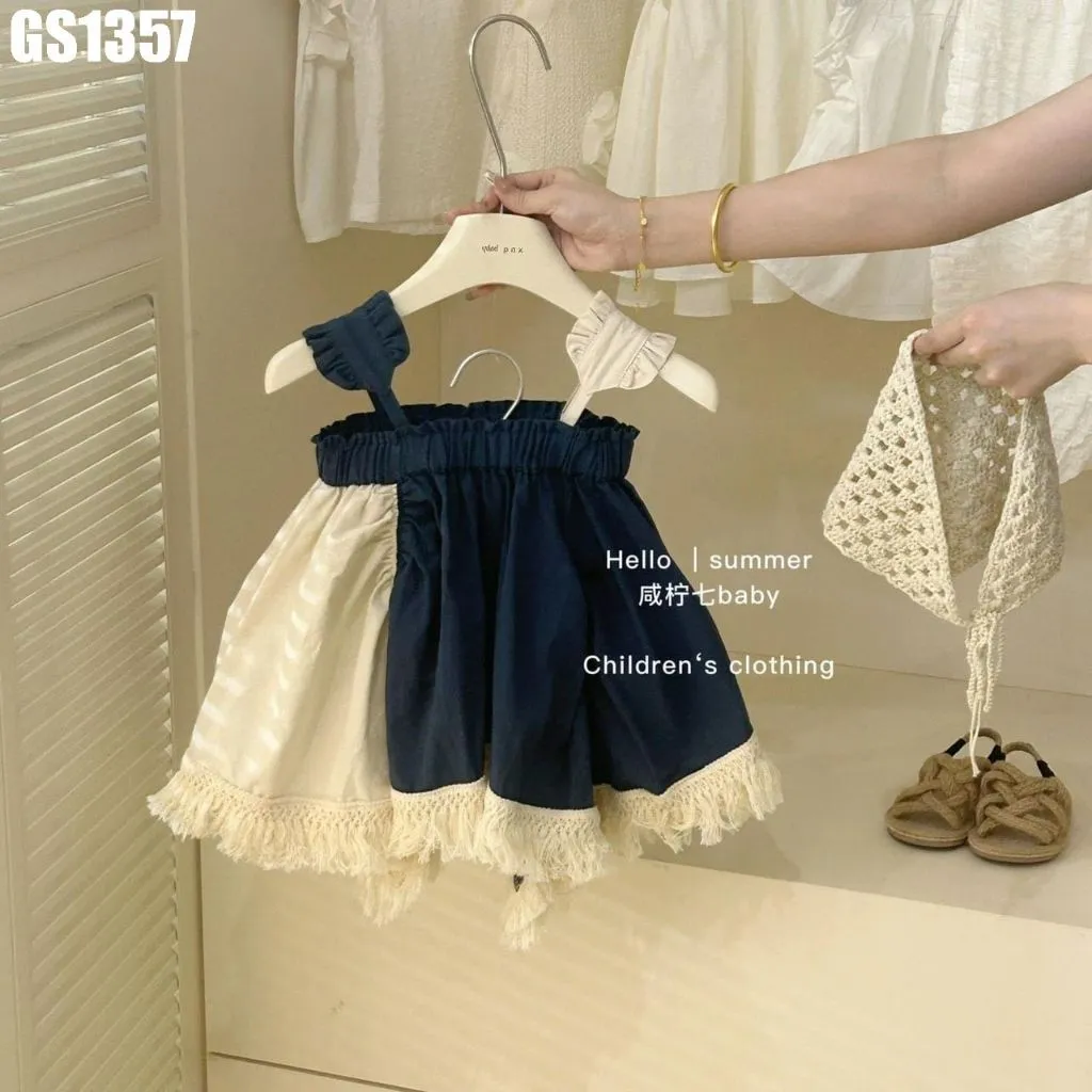 Ảnh Set Váy 2 Dây Kèm Len Trùm Đầu Cho Bé Gái 1 2 3 4 5 Tuổi MINTSCLOSET Quảng Châu - GS1259 2