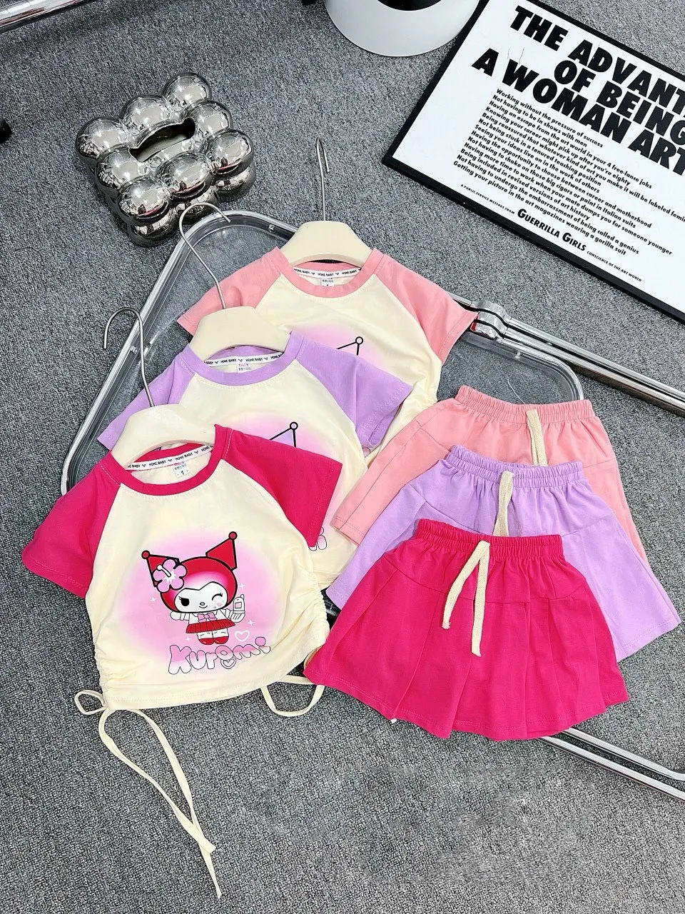 Ảnh Set Váy Bé Gái, Set Đồ Bộ Cho Bé Gái Vải Chính Phẩm Cotton Loại 1 Babi mama B06 1
