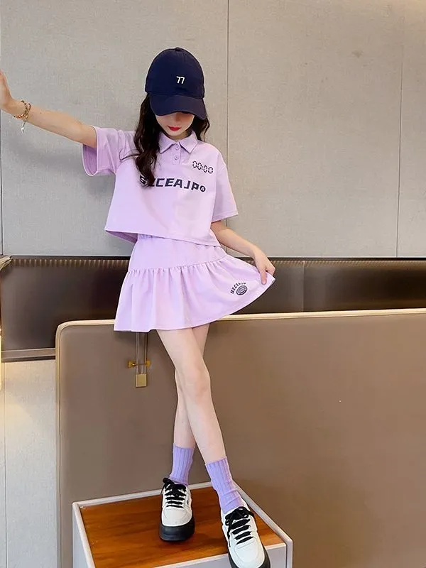 Ảnh Set Váy Bé Gái, Set Đồ Bộ Cho Bé Gái Áo Polo Có Cổ đi học, đi chơi Vải Chính Phẩm Cotton Loại 1 Babi mama B09.1 2