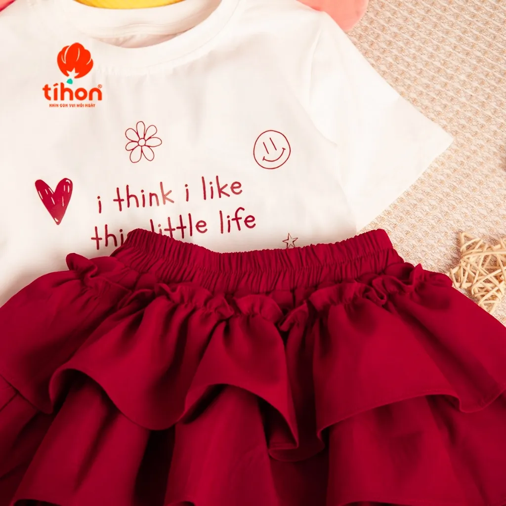 Ảnh Set váy bé gái TIHON cao cấp chất liệu cotton thoáng mát in hình dễ thương cho bé SET0786051 2