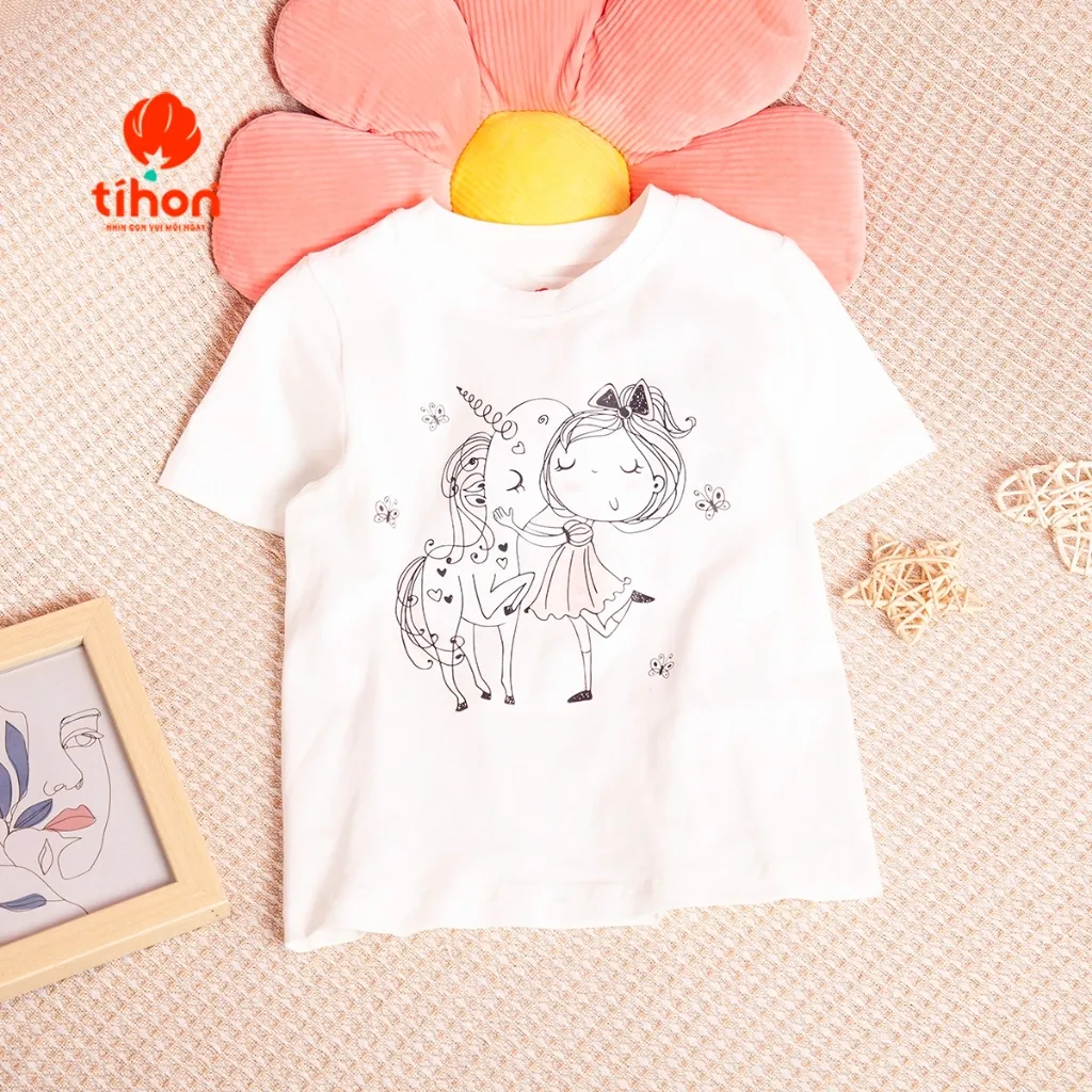 Ảnh Set váy bé gái TIHON cao cấp chất liệu cotton thoáng mát in hình dễ thương cho bé SET0786051 3
