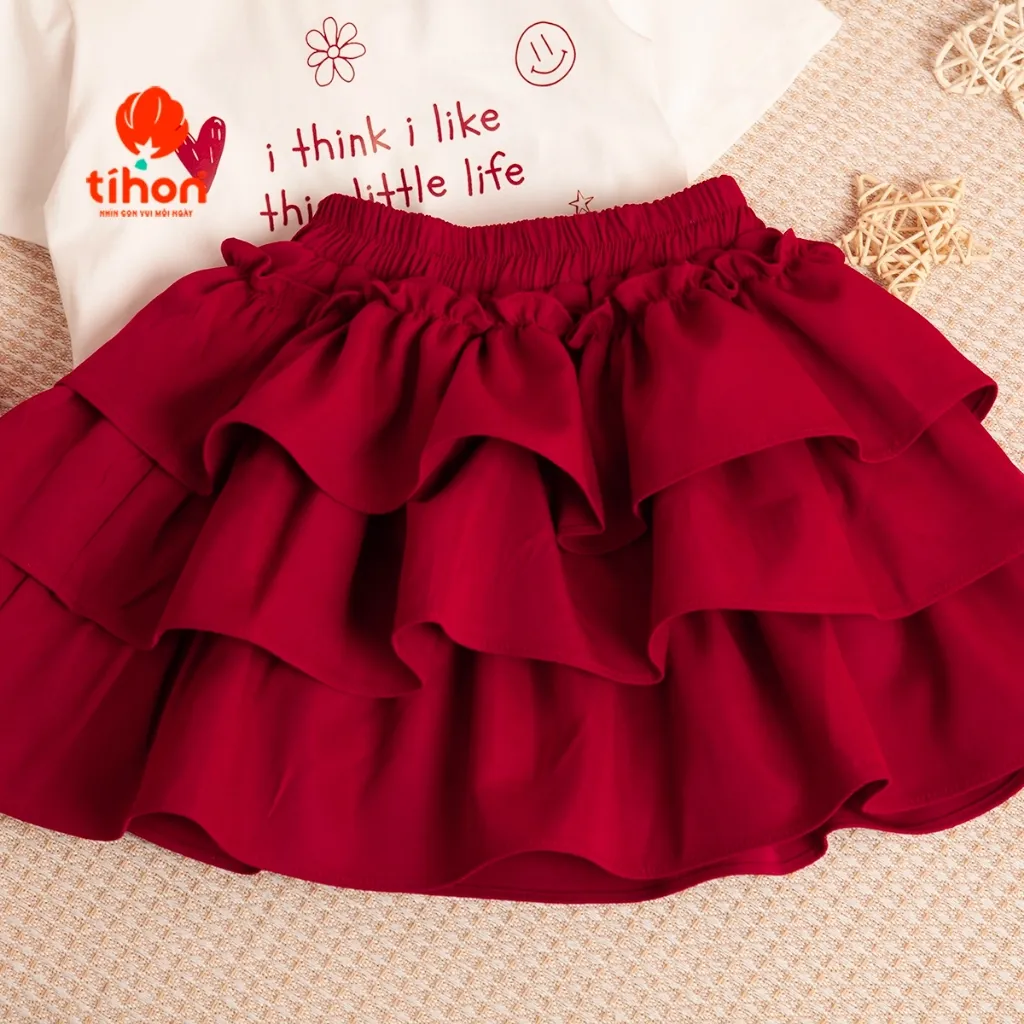 Ảnh Set váy bé gái TIHON cao cấp chất liệu cotton thoáng mát in hình dễ thương cho bé SET0786051 4