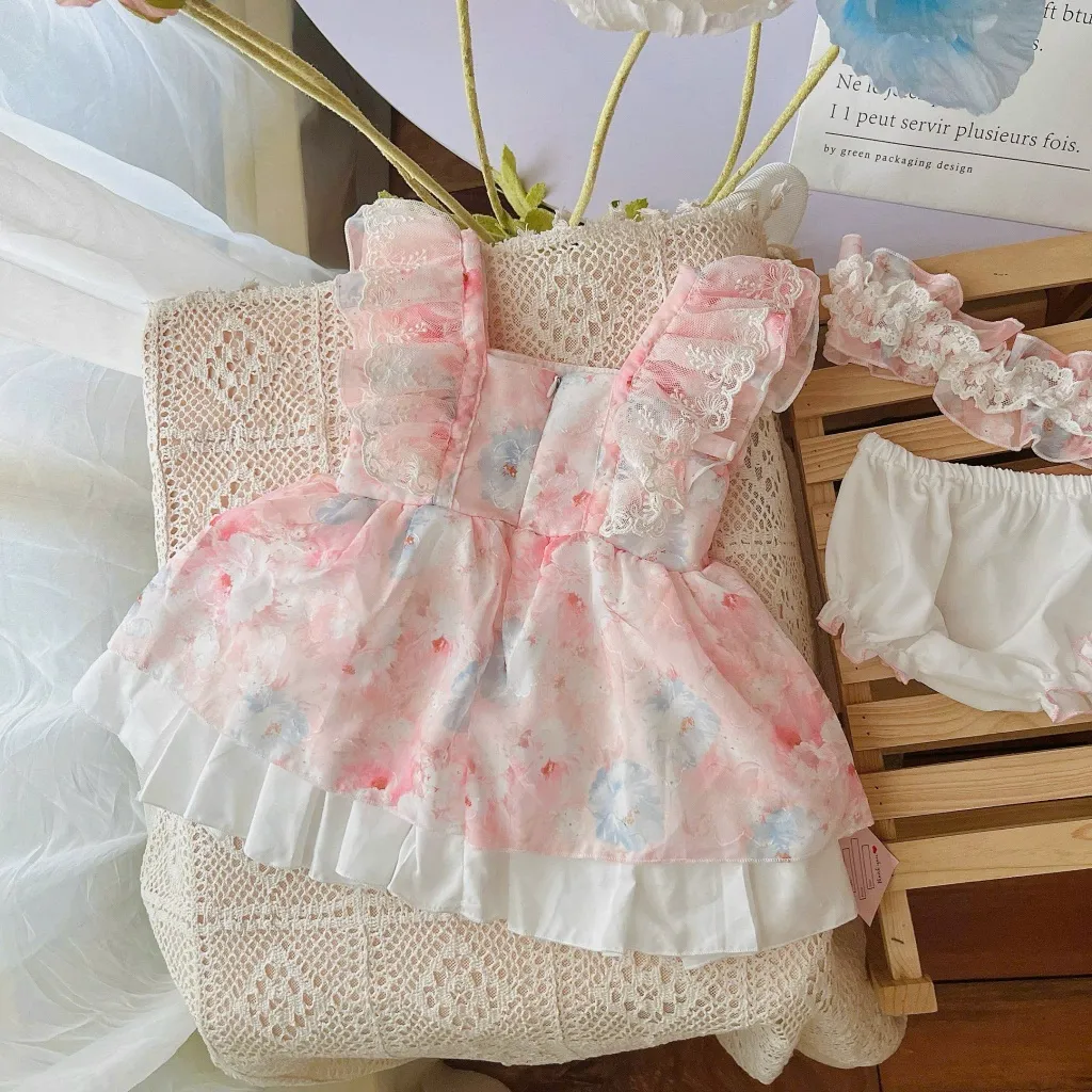 Ảnh Set Váy Lolita Cánh Tiên Băng Đô Kèm Chíp Cho Bé Gái Sơ Sinh 1 2 Tuổi MINTSCLOSET - GS1343 2